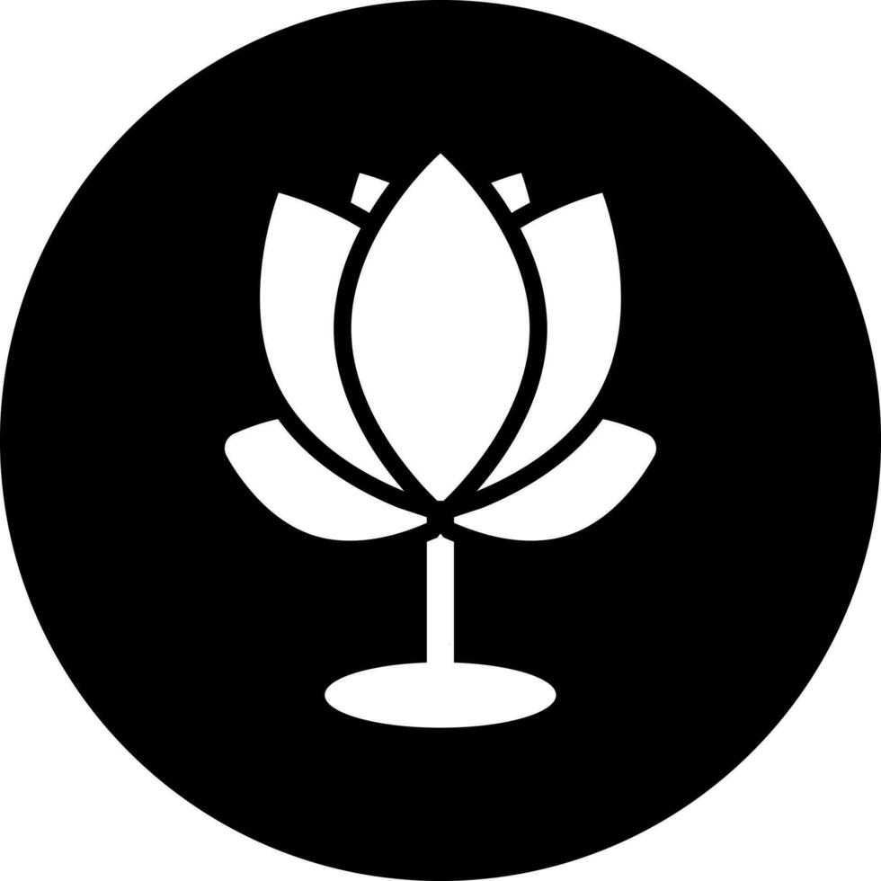 Black and White illustration of lotus flower icon. vector