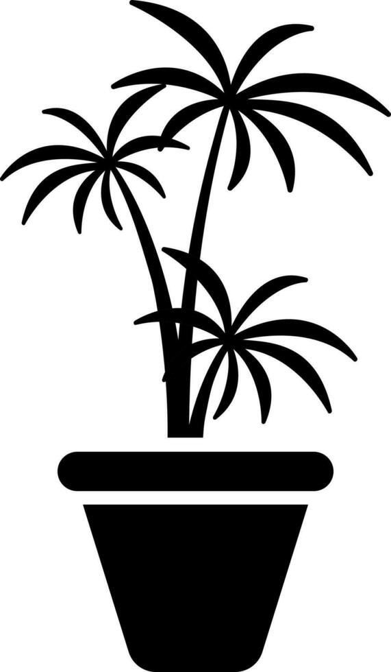 Black and White palm plant icon in flat style icon. vector