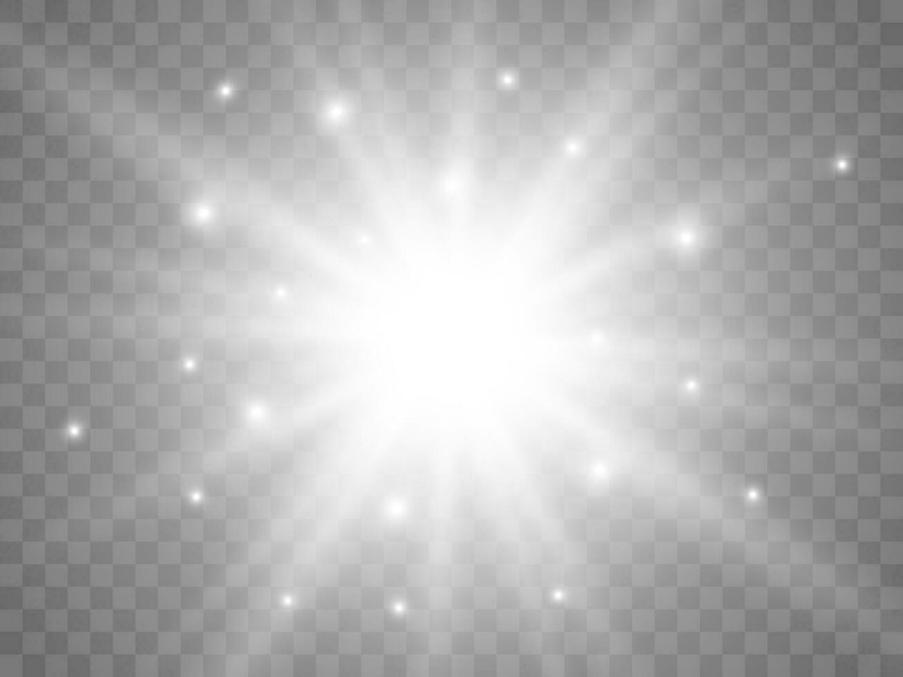 Sunlight on a background. Isolated white rays of light. Vector illustration