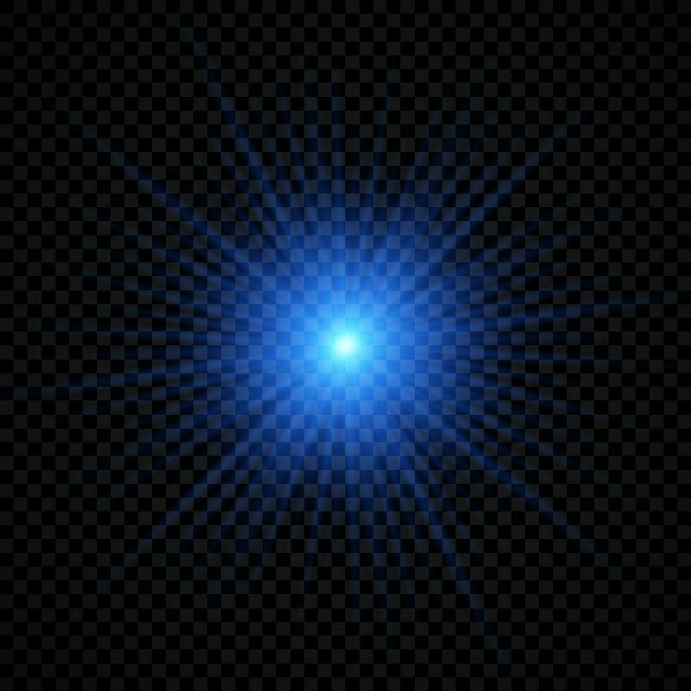 efecto de luz de destellos de lente. luces azules brillantes efectos de estallido estelar con destellos vector