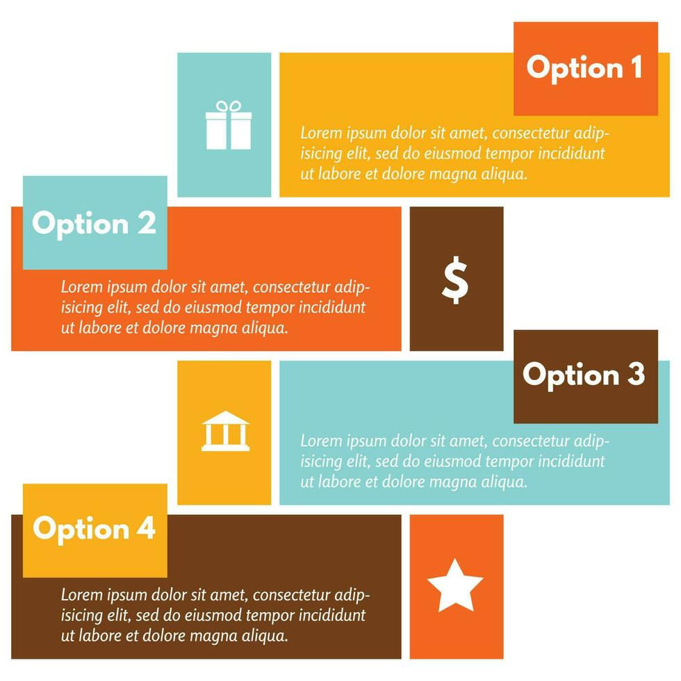 Four elements of infographic design with icons. Step by step infographic design template. Vector illustration