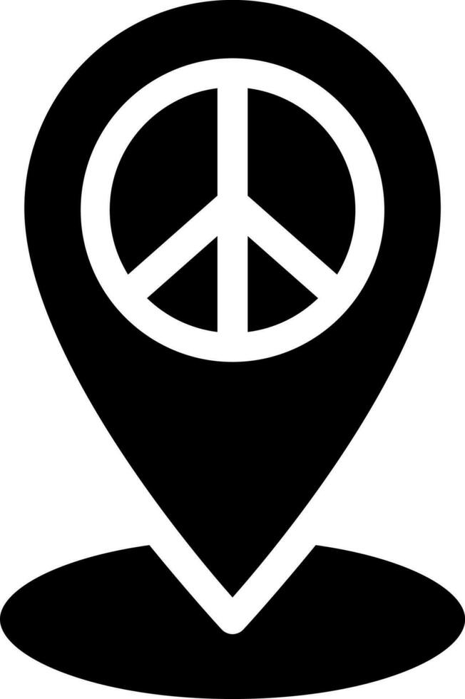 Map pin with peace icon or symbol. vector