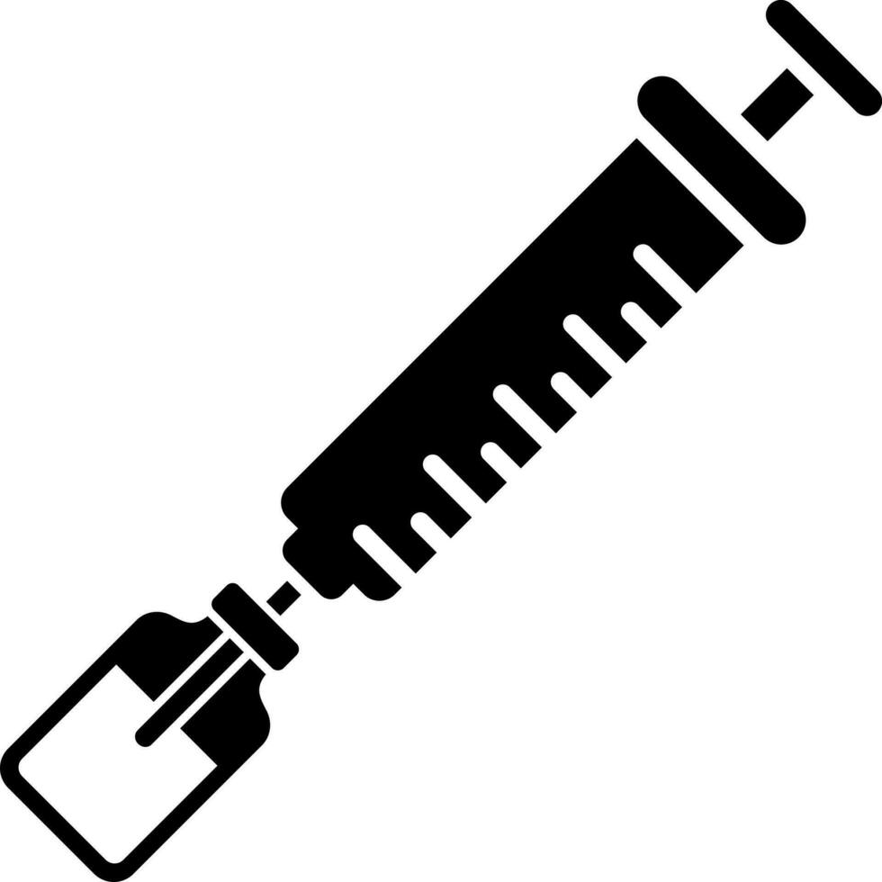 Syringe and vaccine bottle glyph icon or symbol. vector