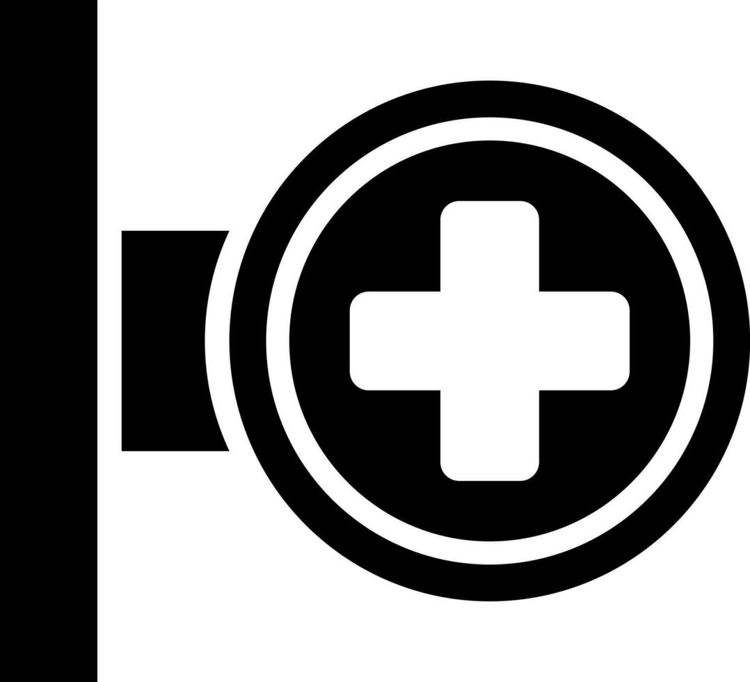 Medical sign board glyph icon in flat style. vector