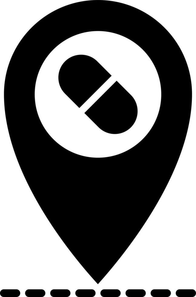 Location medicine center glyph icon or symbol. vector