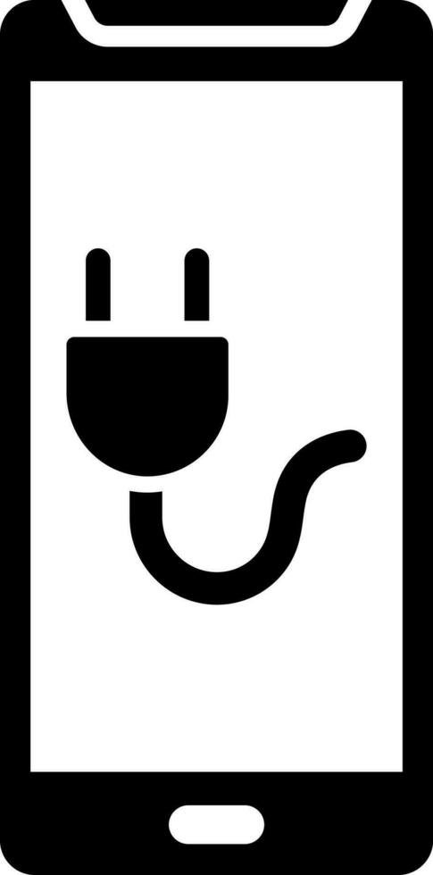 Mobile charging connect glyph icon or symbol. vector