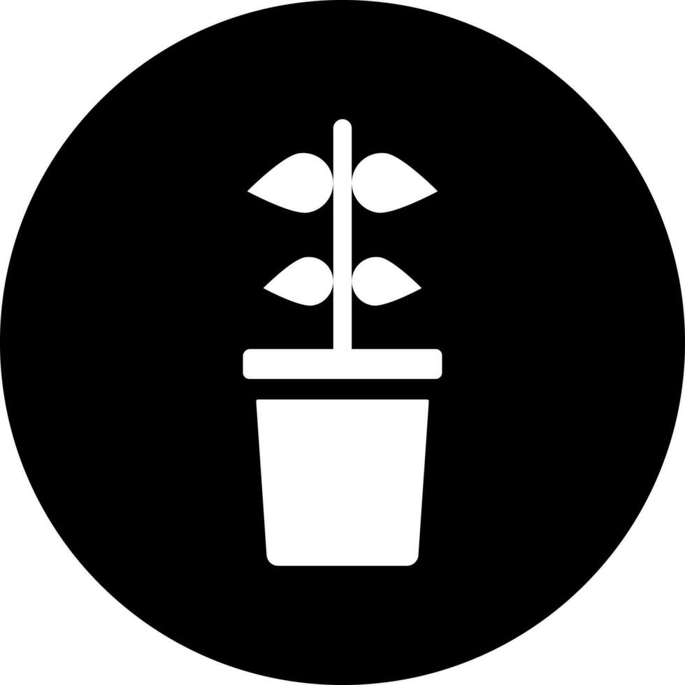 Black and White plant icon in flat style. vector