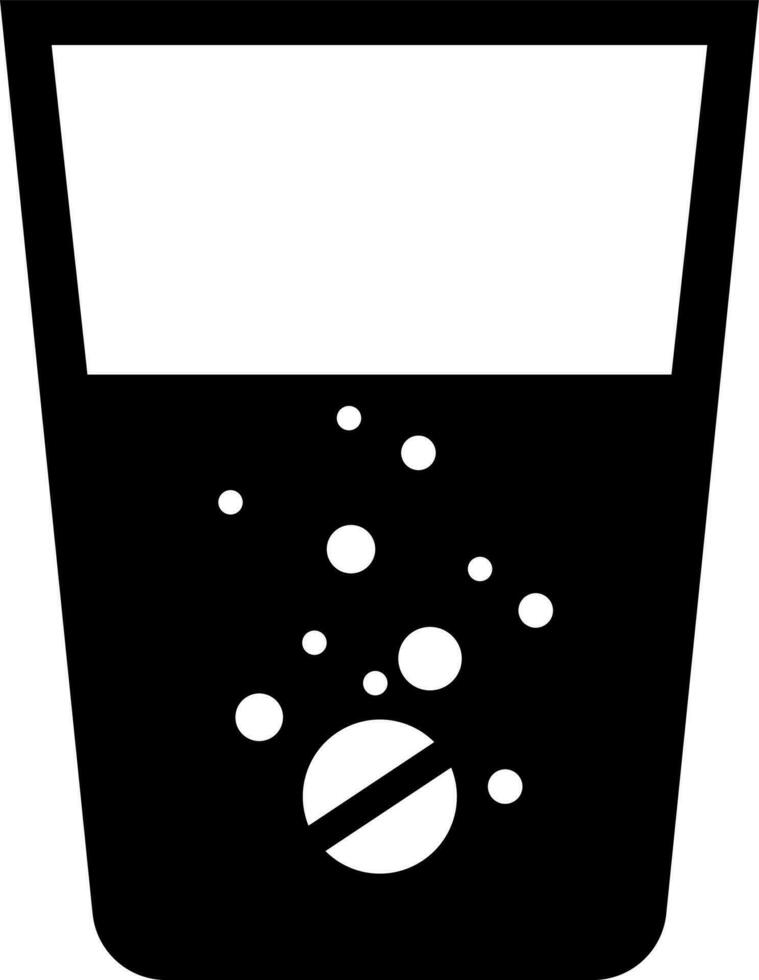 Tablet melting in drink glass icon or symbol. vector