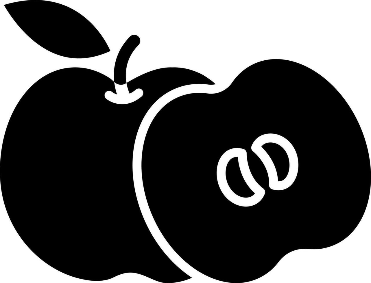 Black and White illustration of apples icon. vector