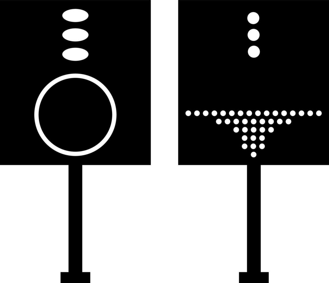 Woofer and speaker icon in Black and White color. Glyph icon or symbol. vector