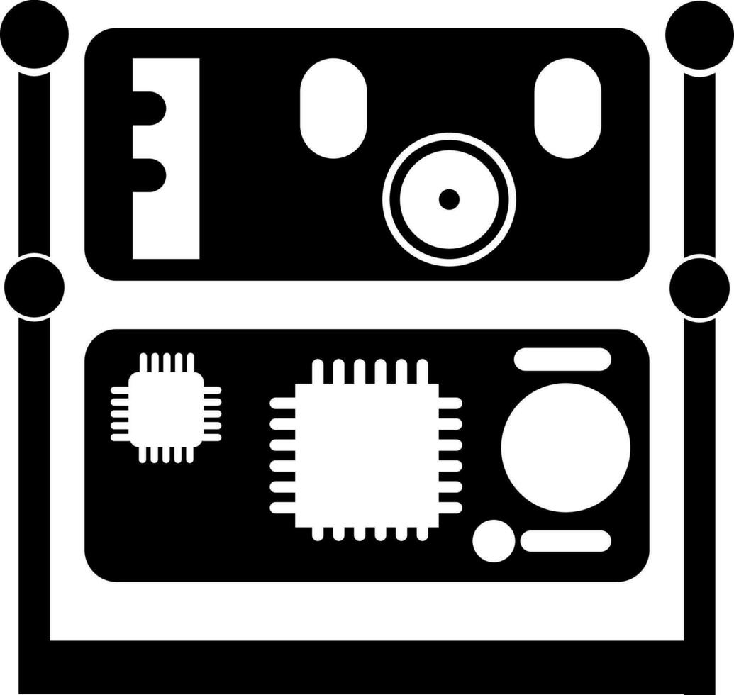 Black and White graphics card in flat style illustration. vector