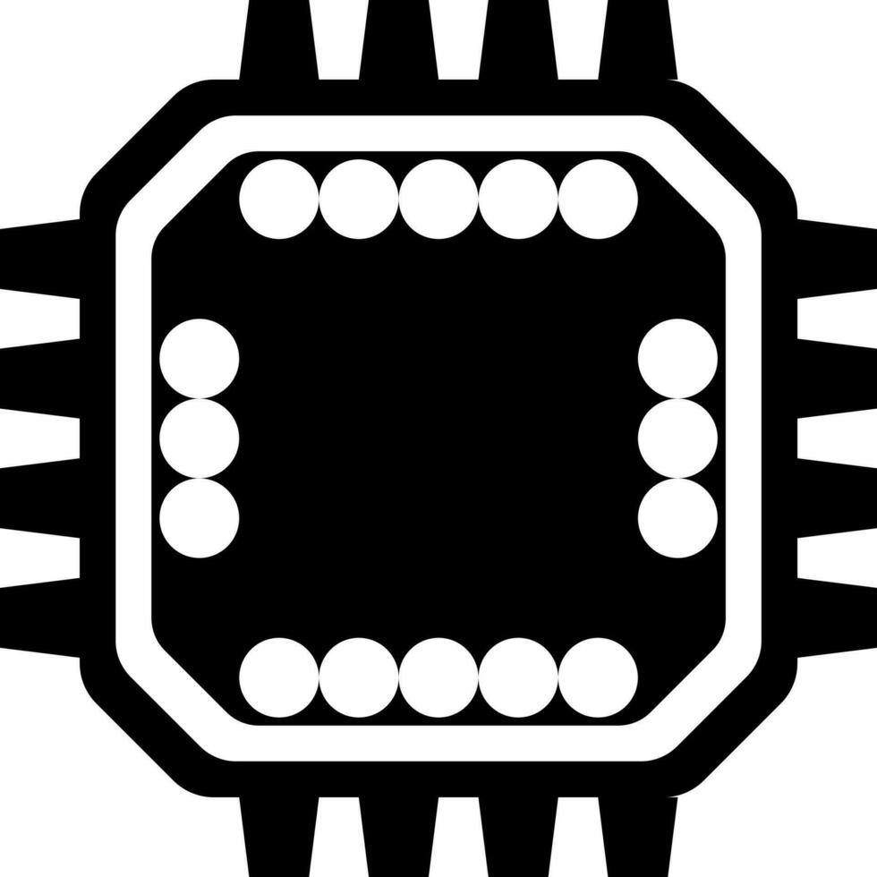 Flat style processor chip in Black and White color. vector