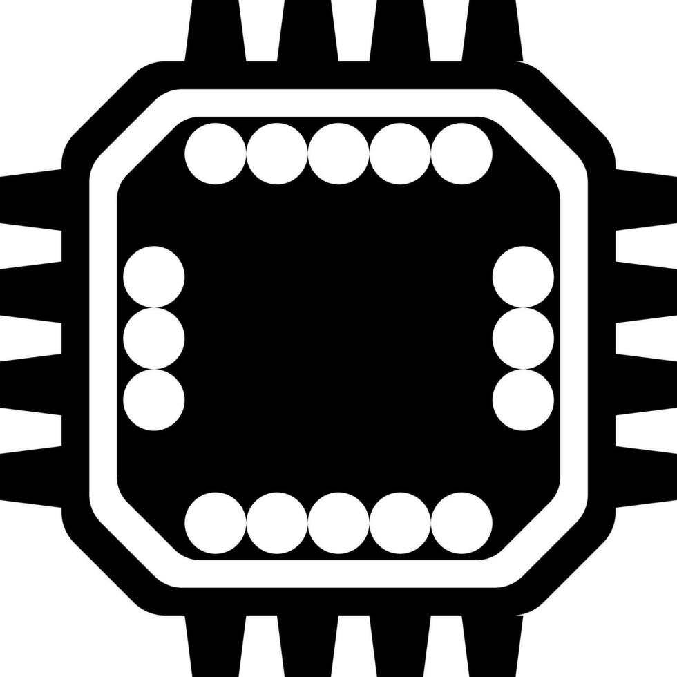 Flat style processor chip in Black and White color. vector