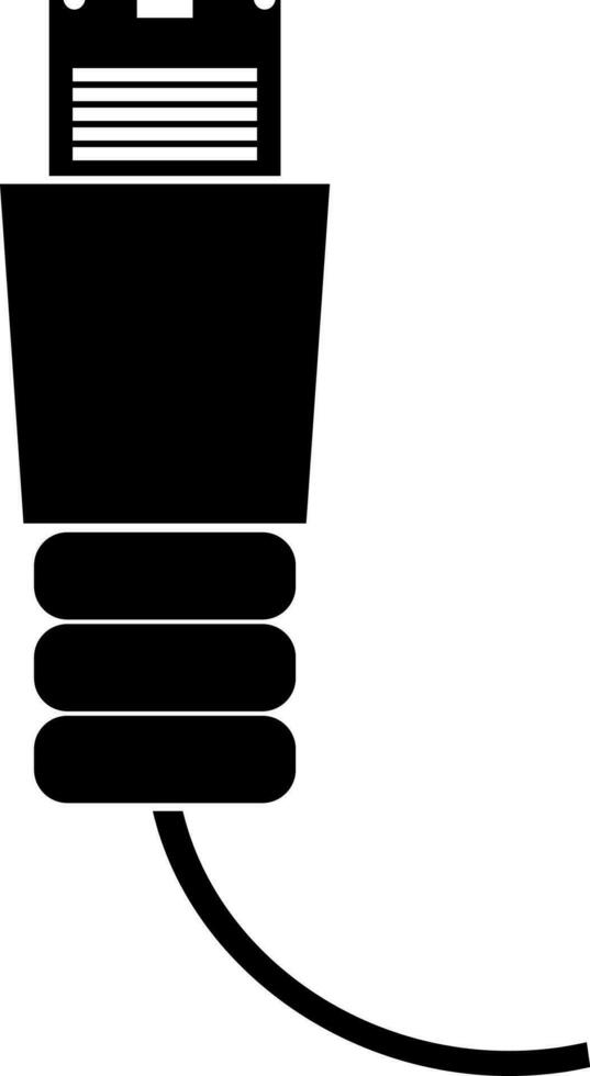 Black and White LAN cable icon in flat style. Glyph icon or symbol. vector