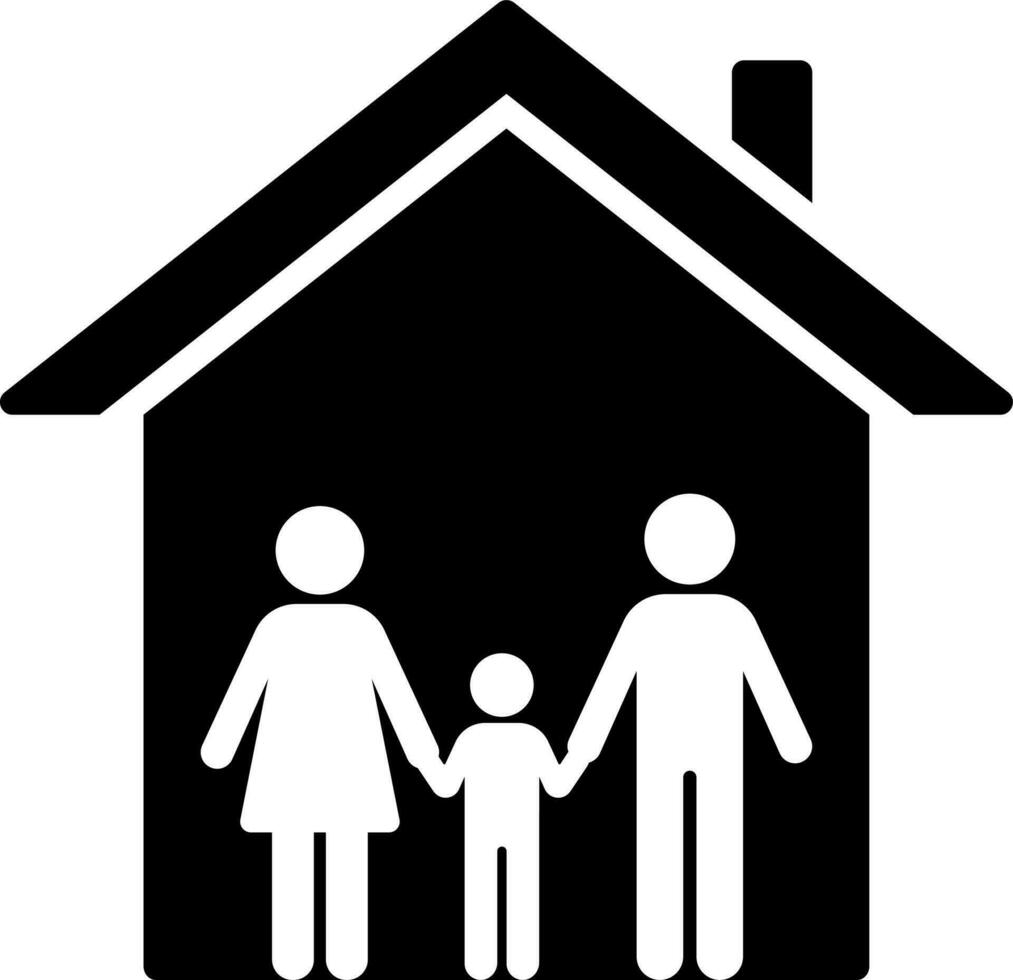 Black and White illustration of family house icon. vector