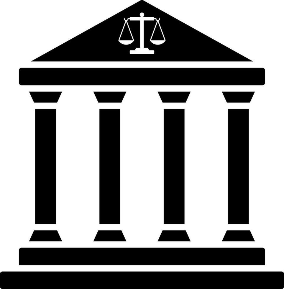 Courthouse building icon in flat style. vector