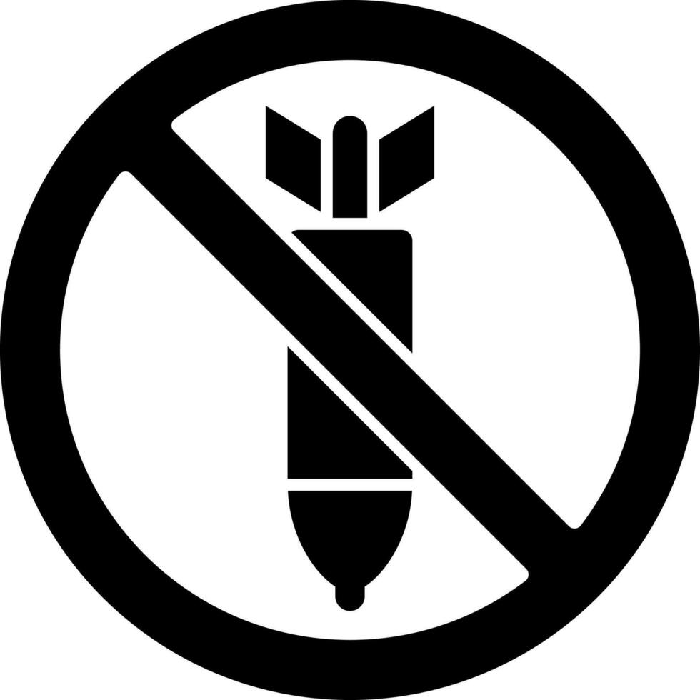 No missile glyph icon or symbol. vector