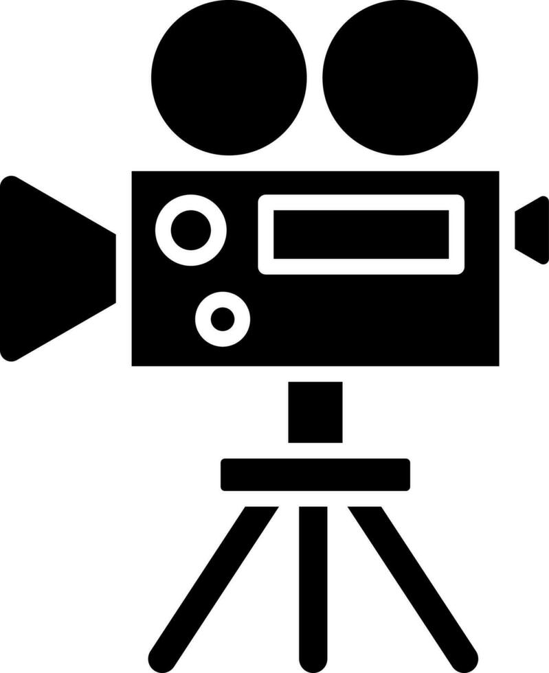 Black and White illustration of video camera icon. vector
