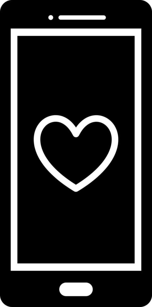 Heart symbol on smartphone screen icon. vector