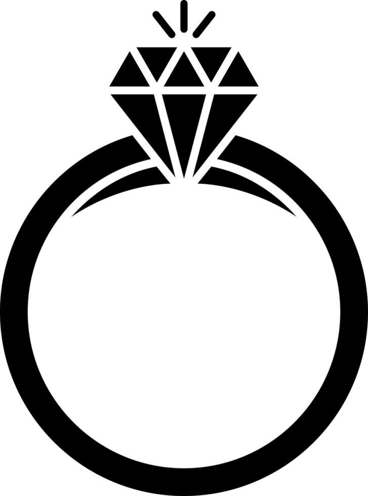 Black and White illustration of diamond ring icon. vector