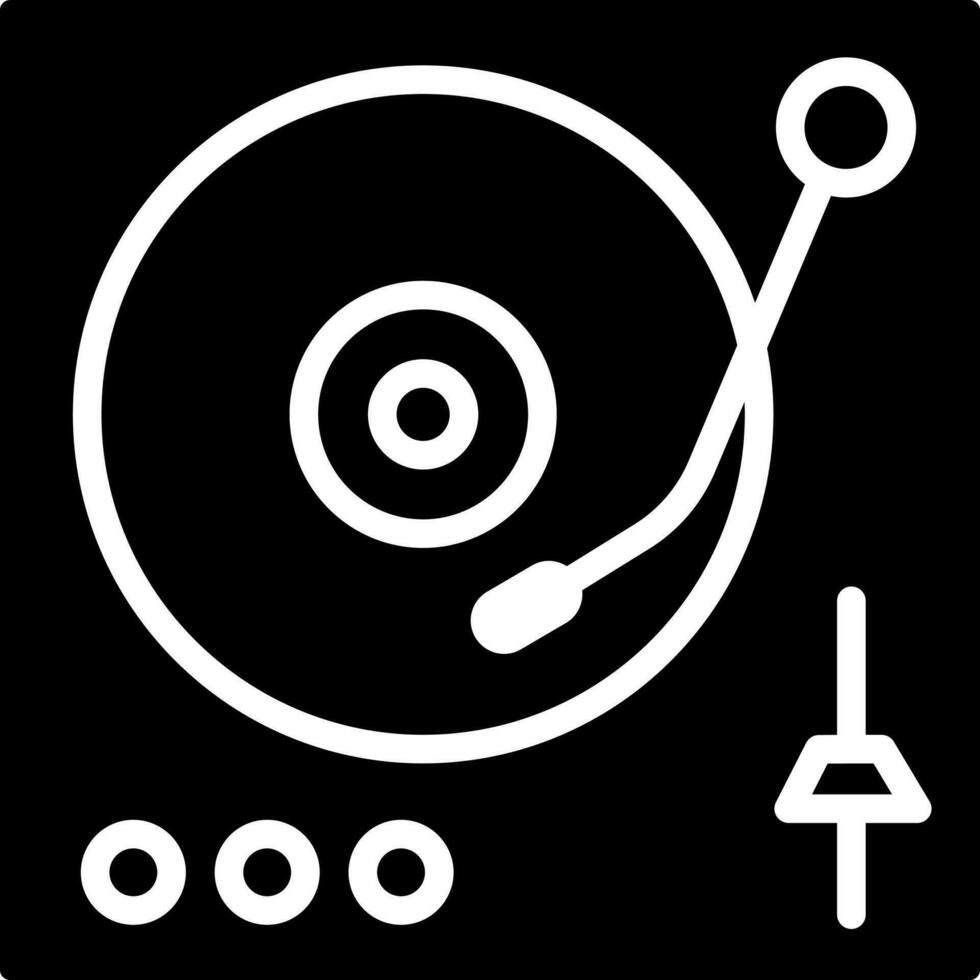 Black and White illustration of turntable or vinyl player icon. vector