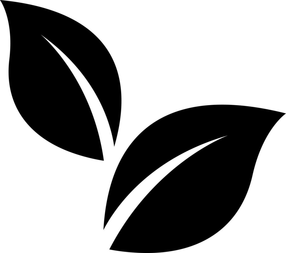 Black and White illustration of leaves icon. vector
