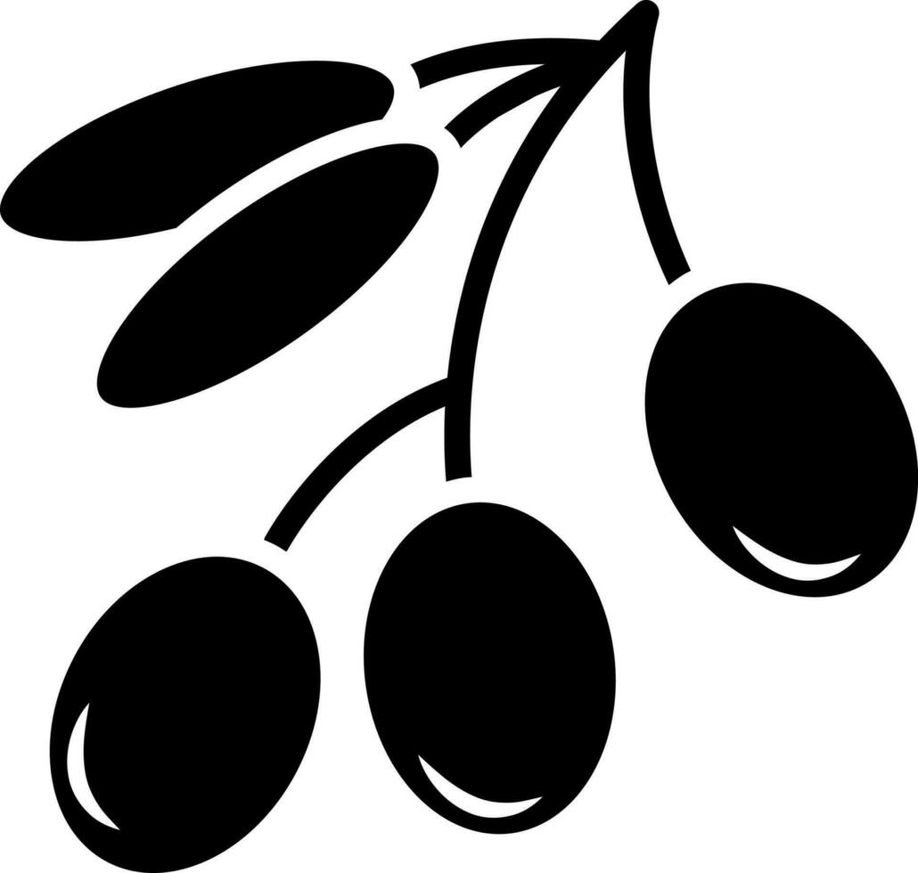 aceituna icono en negro y blanco color. vector