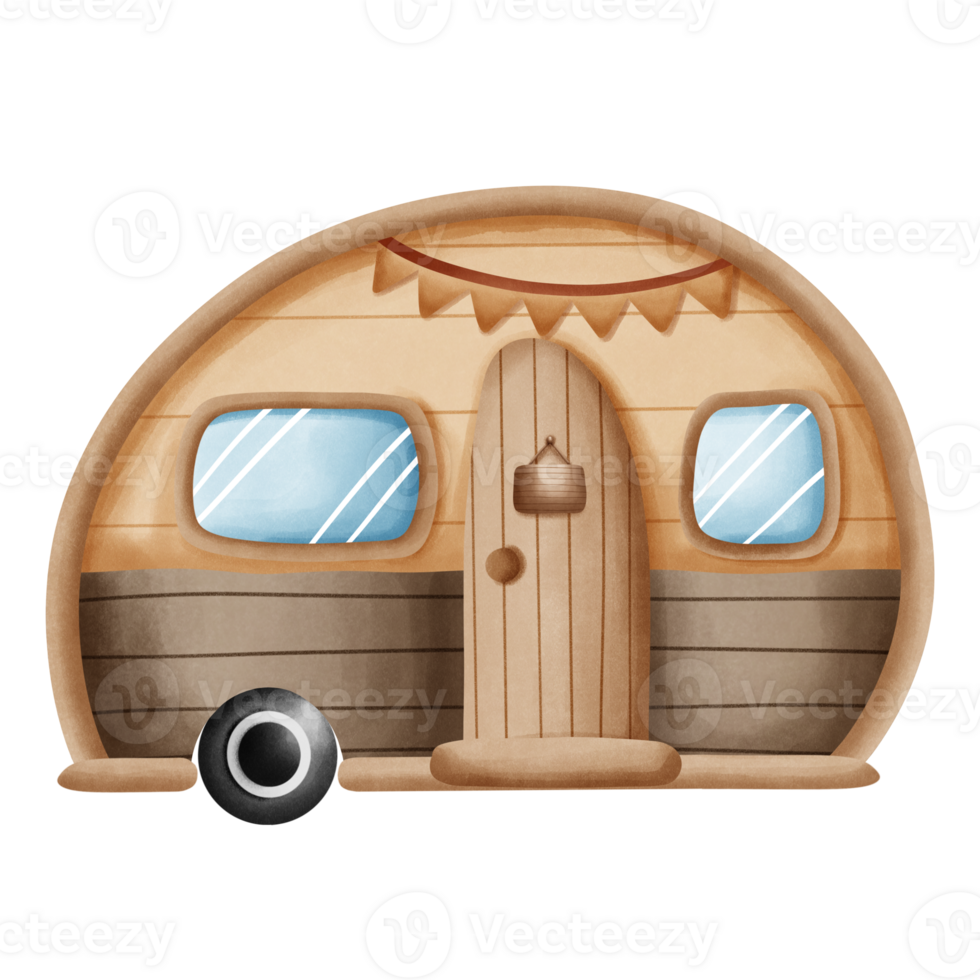 Caravan watercolor element png