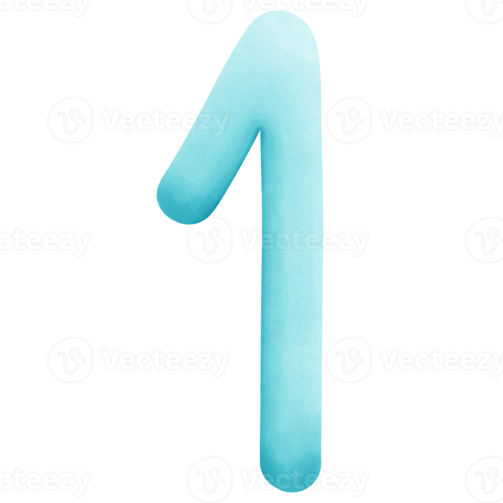 Number 1 watercolor element png