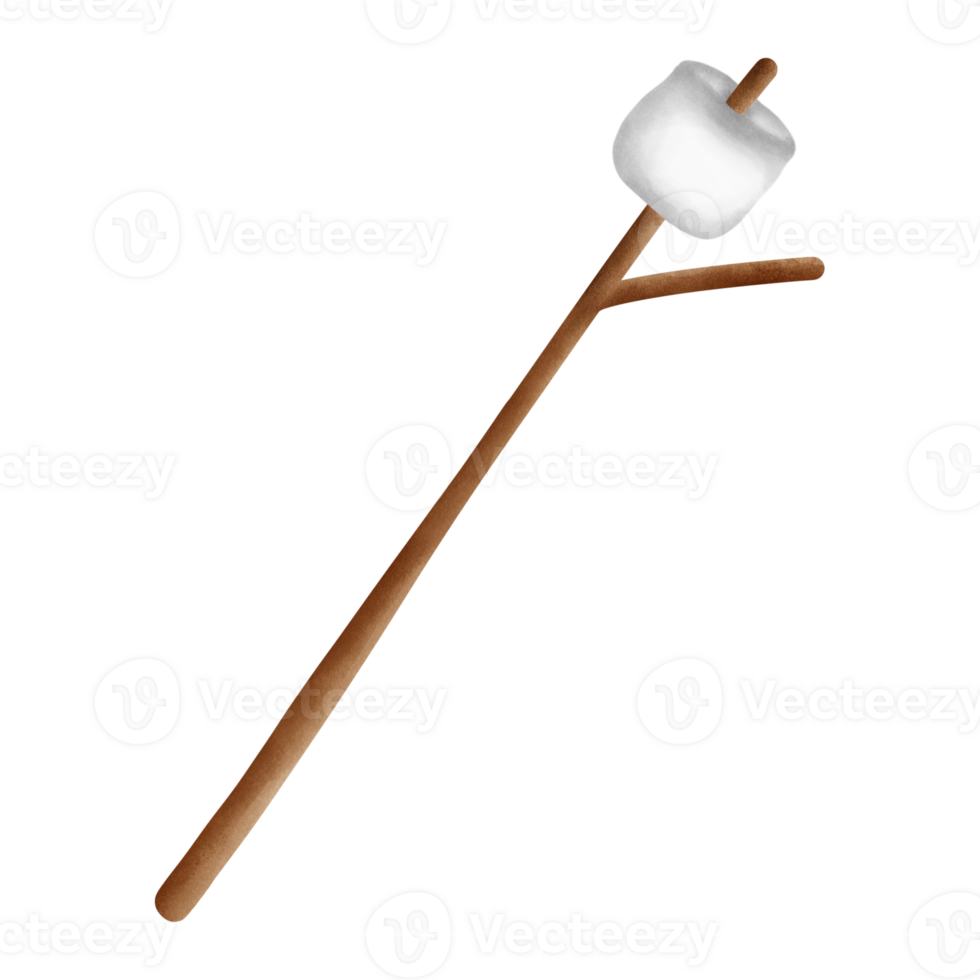 Marshmallow on a stick watercolor element png