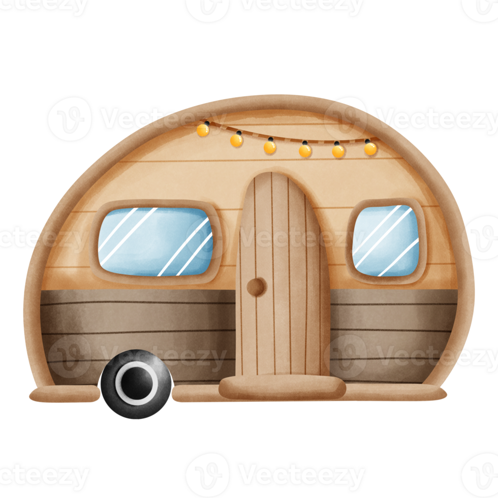 Caravan watercolor element png