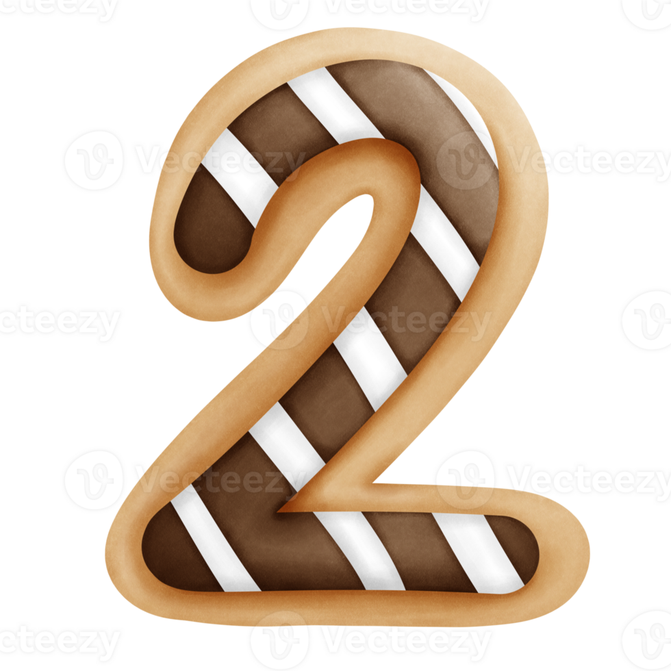 Number 2 cookie edition watercolor element png