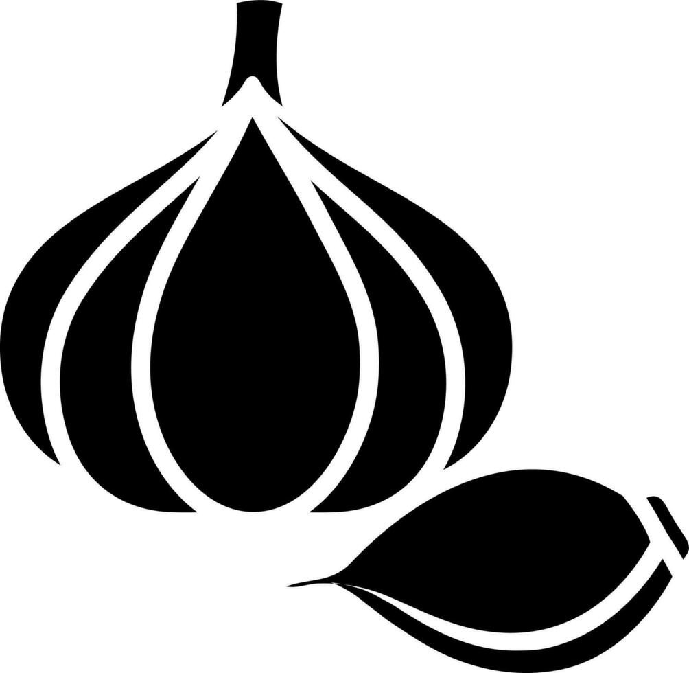 Garlic icon in Black and White color. vector