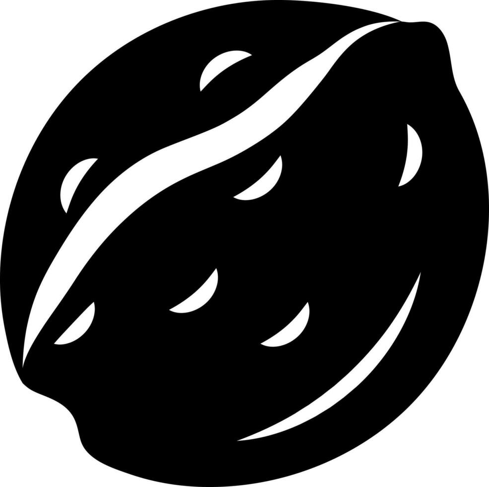 Black and White illustration of walnut icon. vector