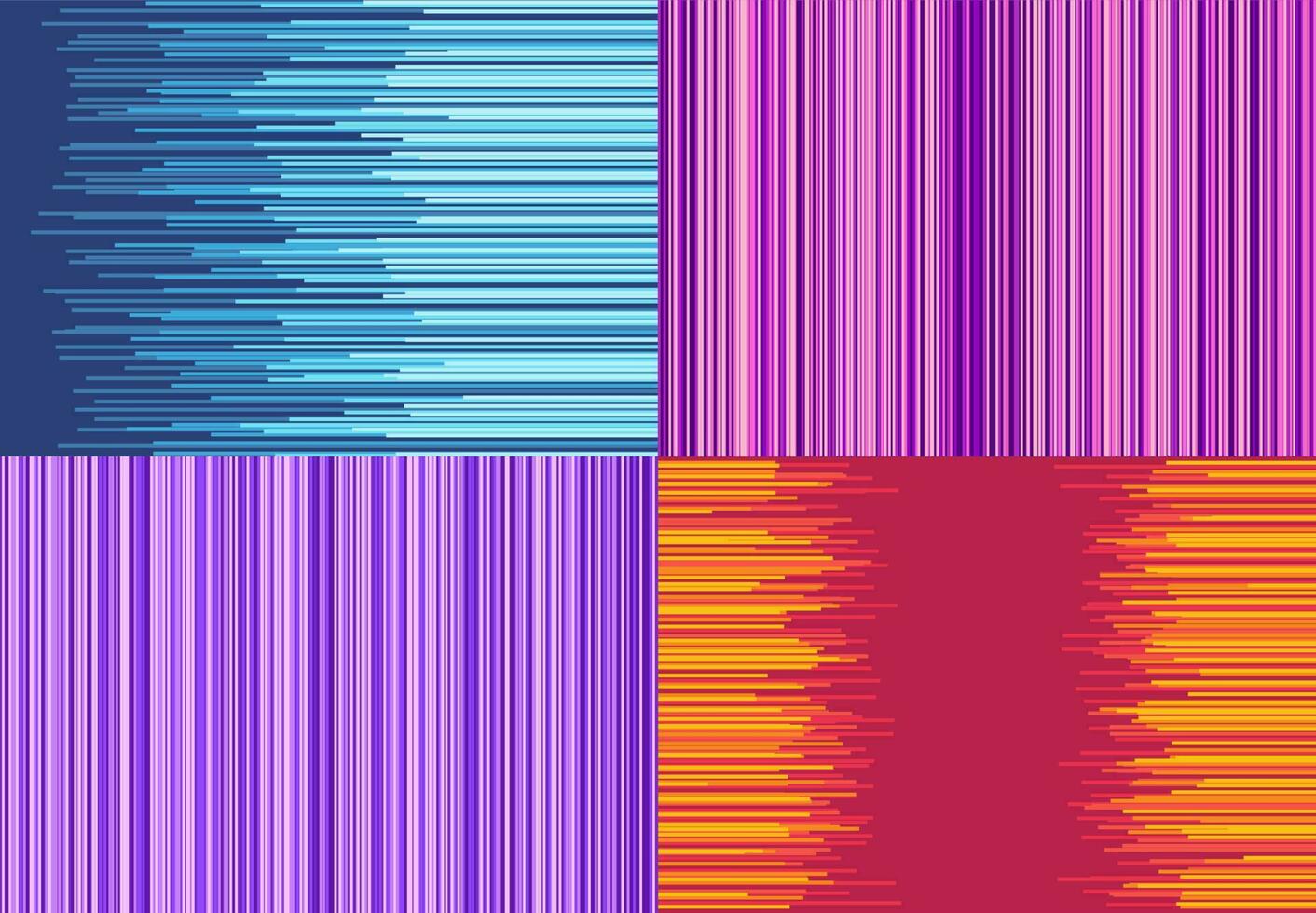 Set of four colorful background with straight lines. Vector illustration.