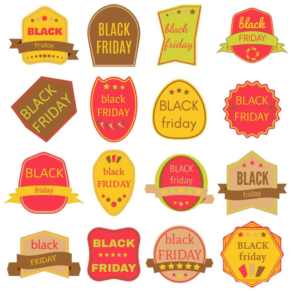 Black Friday Sale Vector Badges and Labels. Set of Black Friday Stickers and Banners.