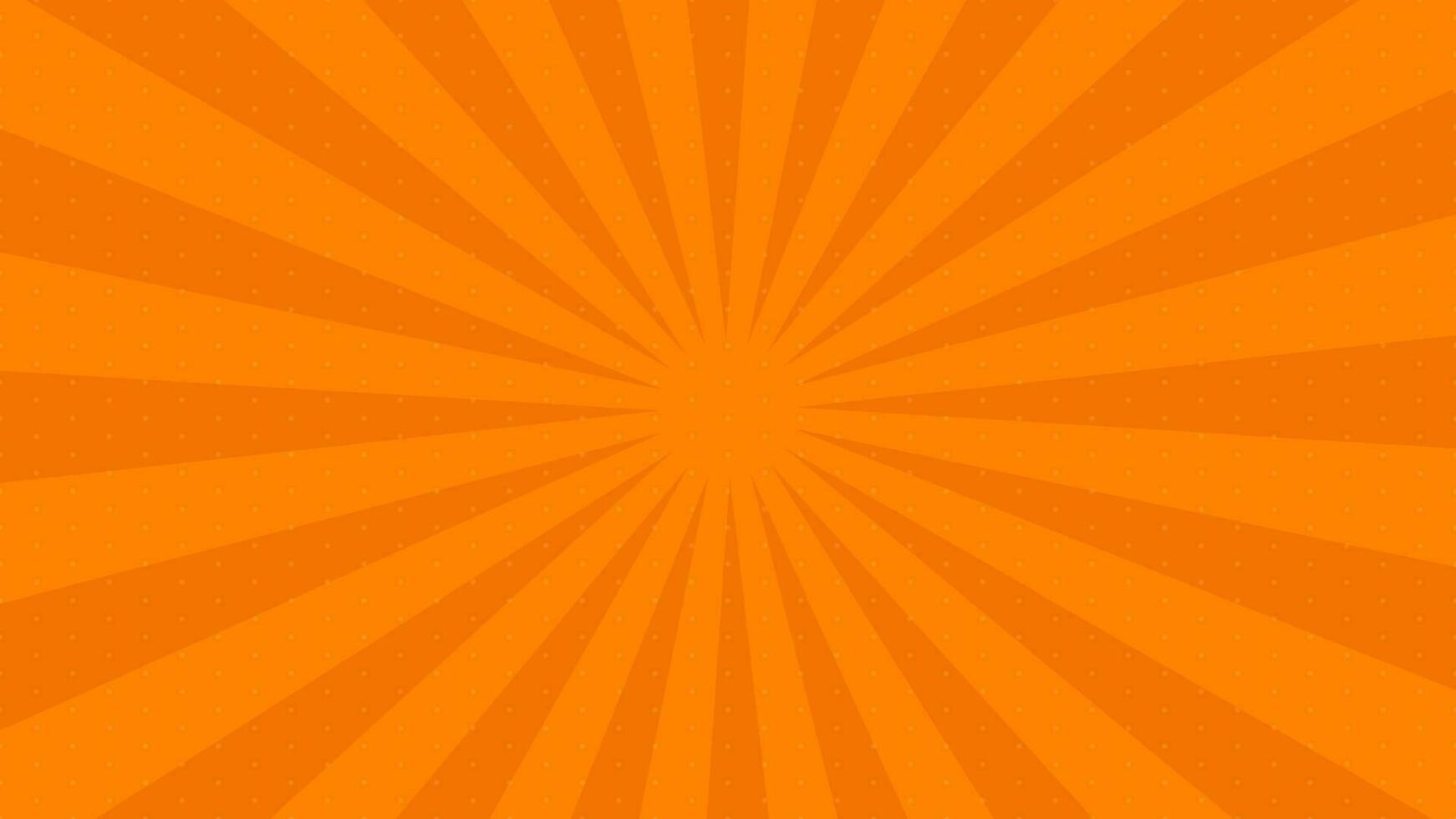 Orange comic book page background in pop art style with empty space. Template with rays, dots and halftone effect texture. Vector illustration