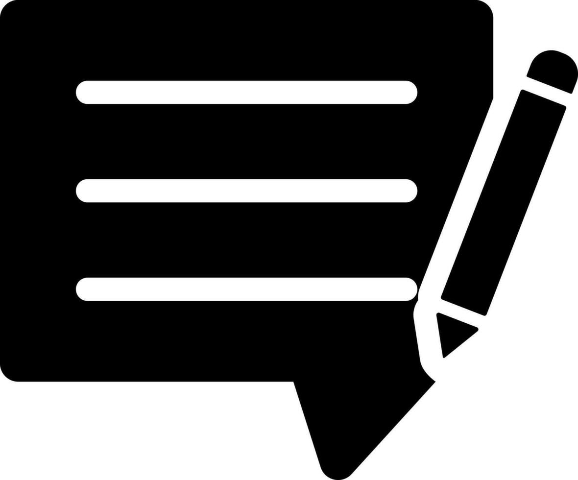 Write message or comment icon in Black and White color. vector