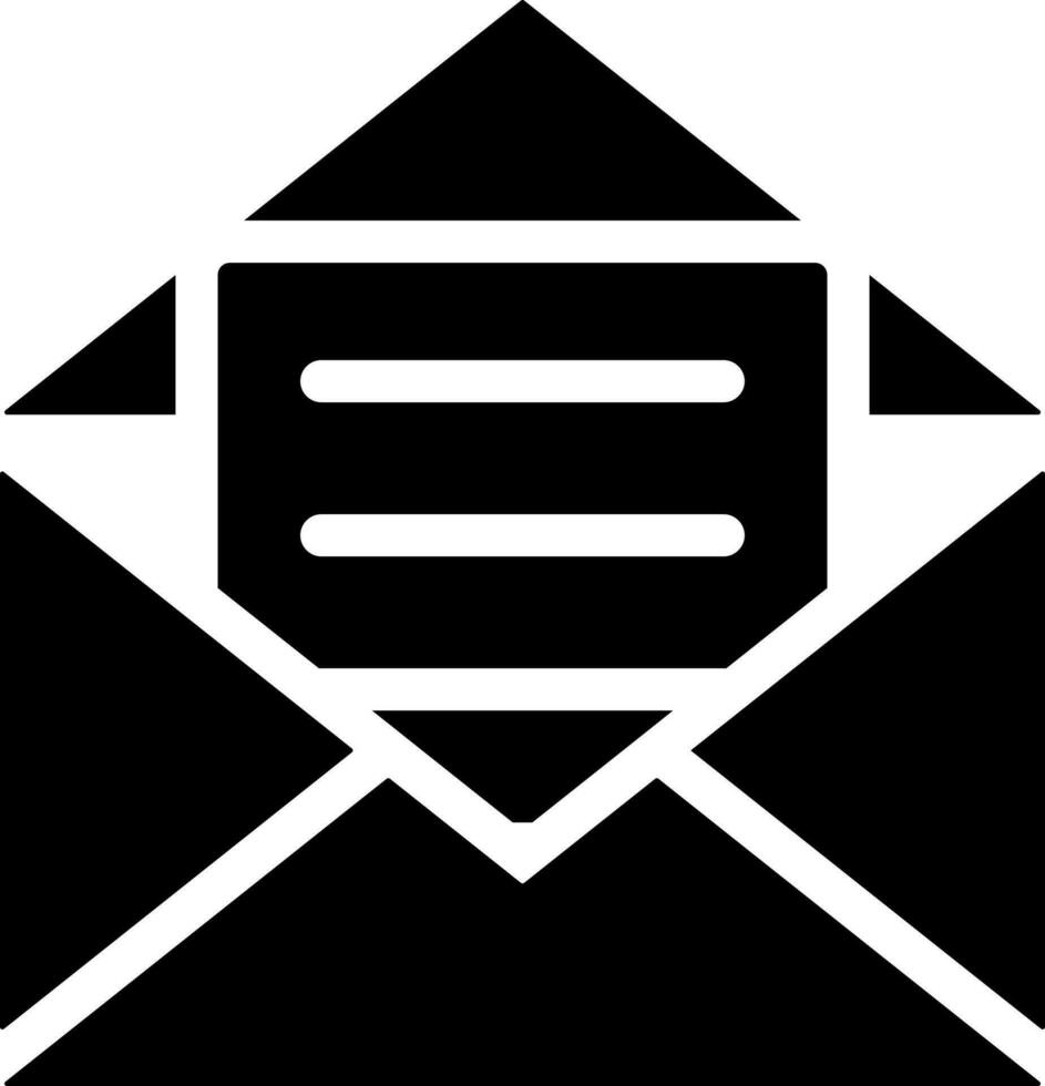 abierto correo o sobre glifo icono en plano estilo. vector