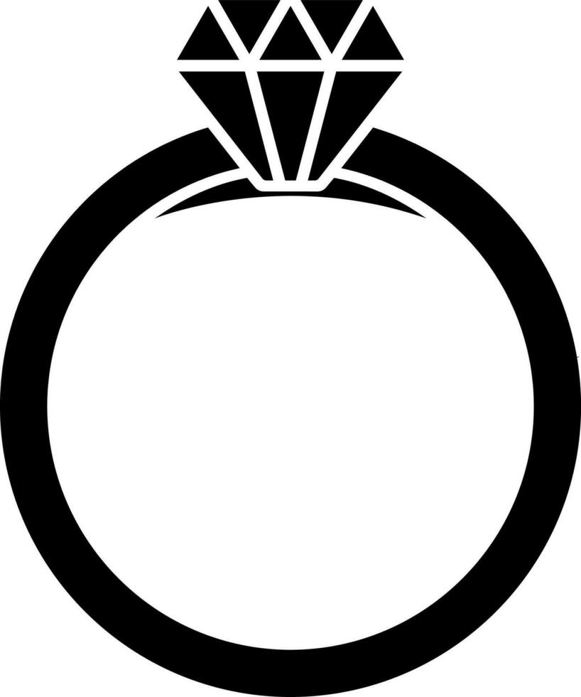 Diamond ring glyph icon or symbol. vector