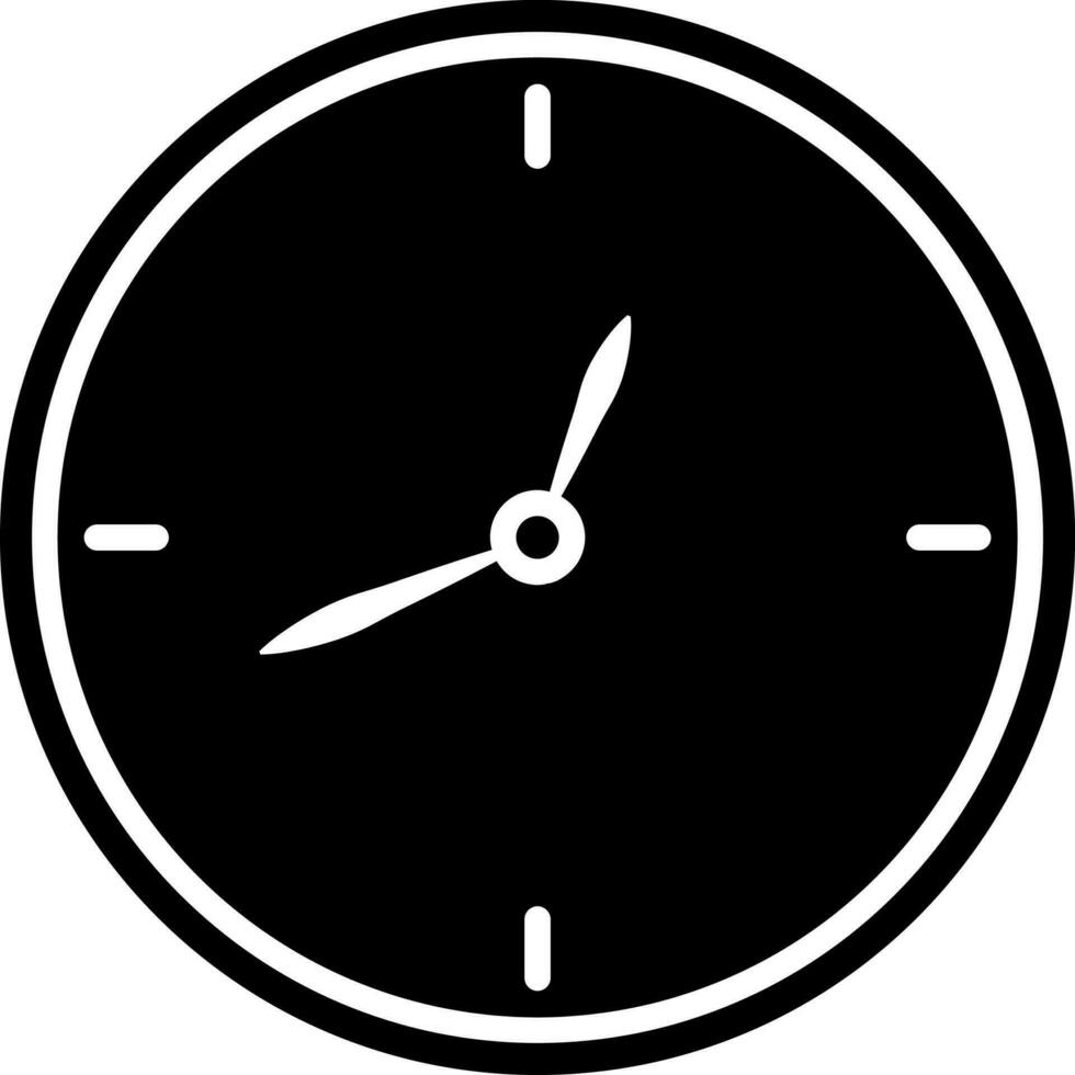 Black and White illustration of clock icon or symbol. vector