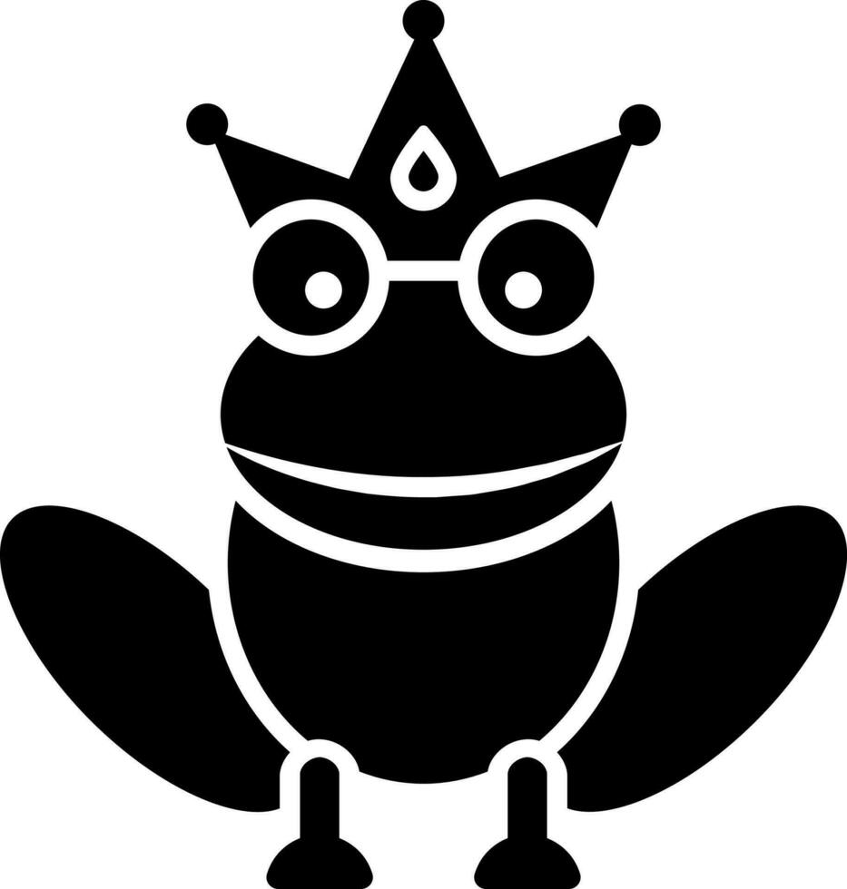 Black and White illustration of frog prince icon. vector