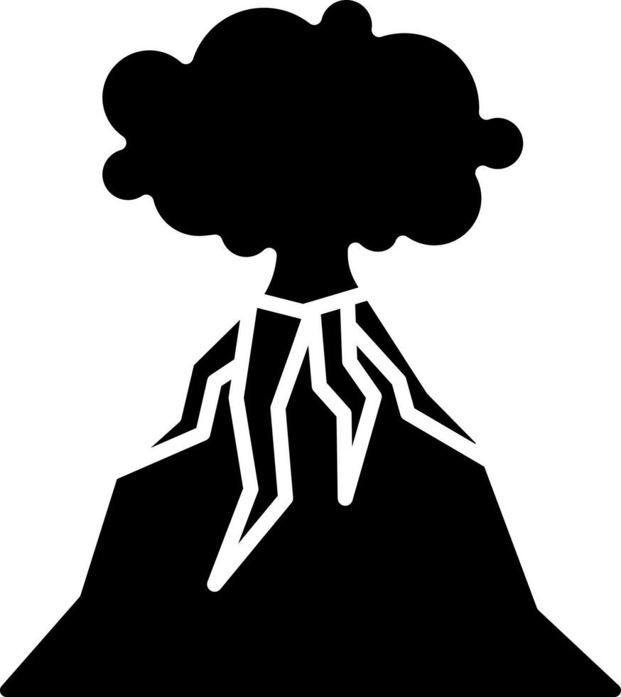 Black and White illustration of volcano icon. vector