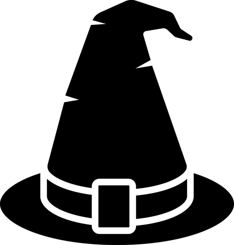 bruja sombrero glifo icono en plano estilo. vector