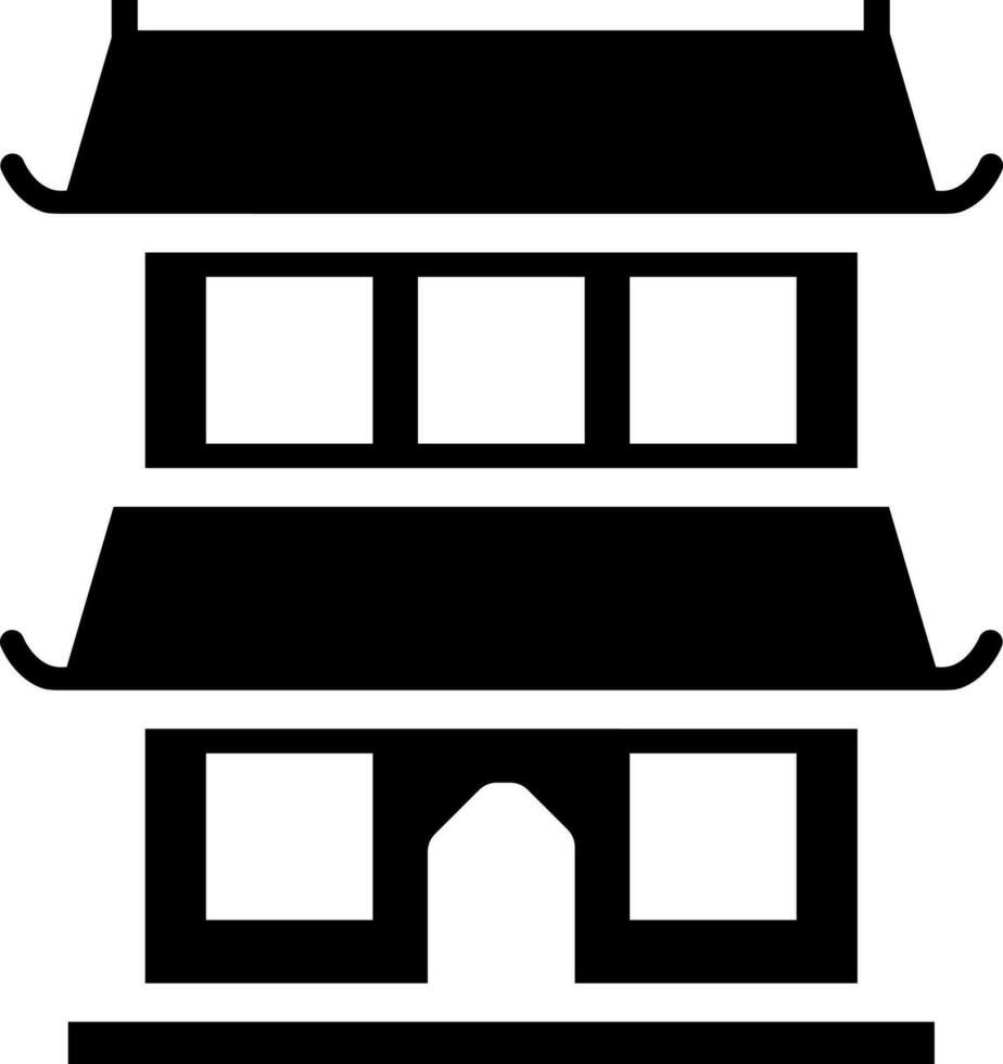Black and White pagoda icon in glyph style. vector