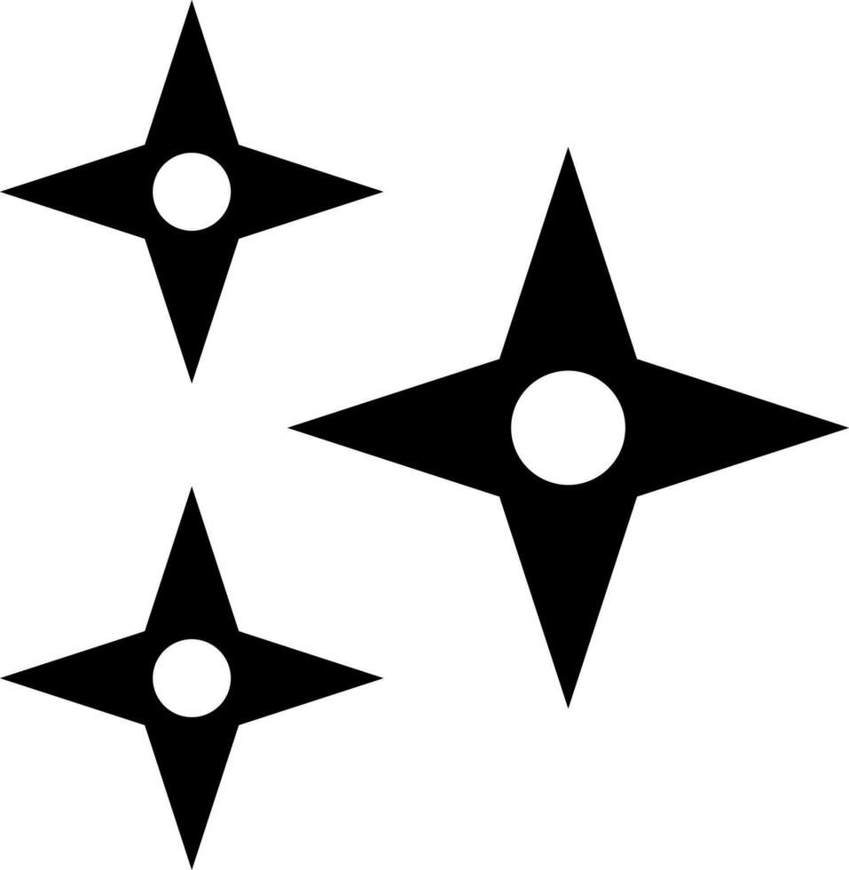 Glyph icon or symbol of ninja shuriken weapon. vector
