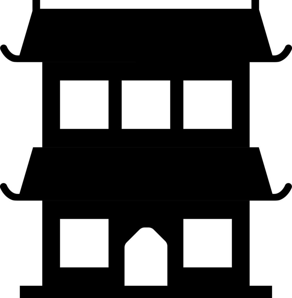 Japanese temple of dojo glyph icon or symbol. vector