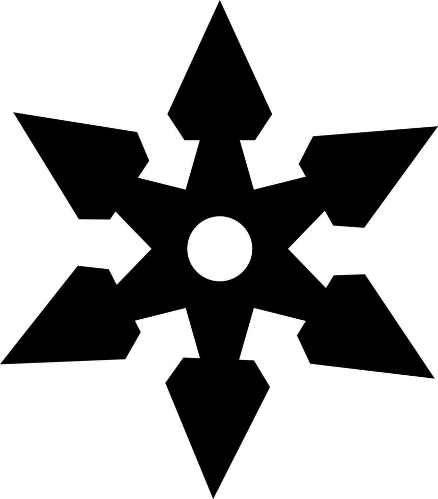 ninja shuriken icono en negro color. vector