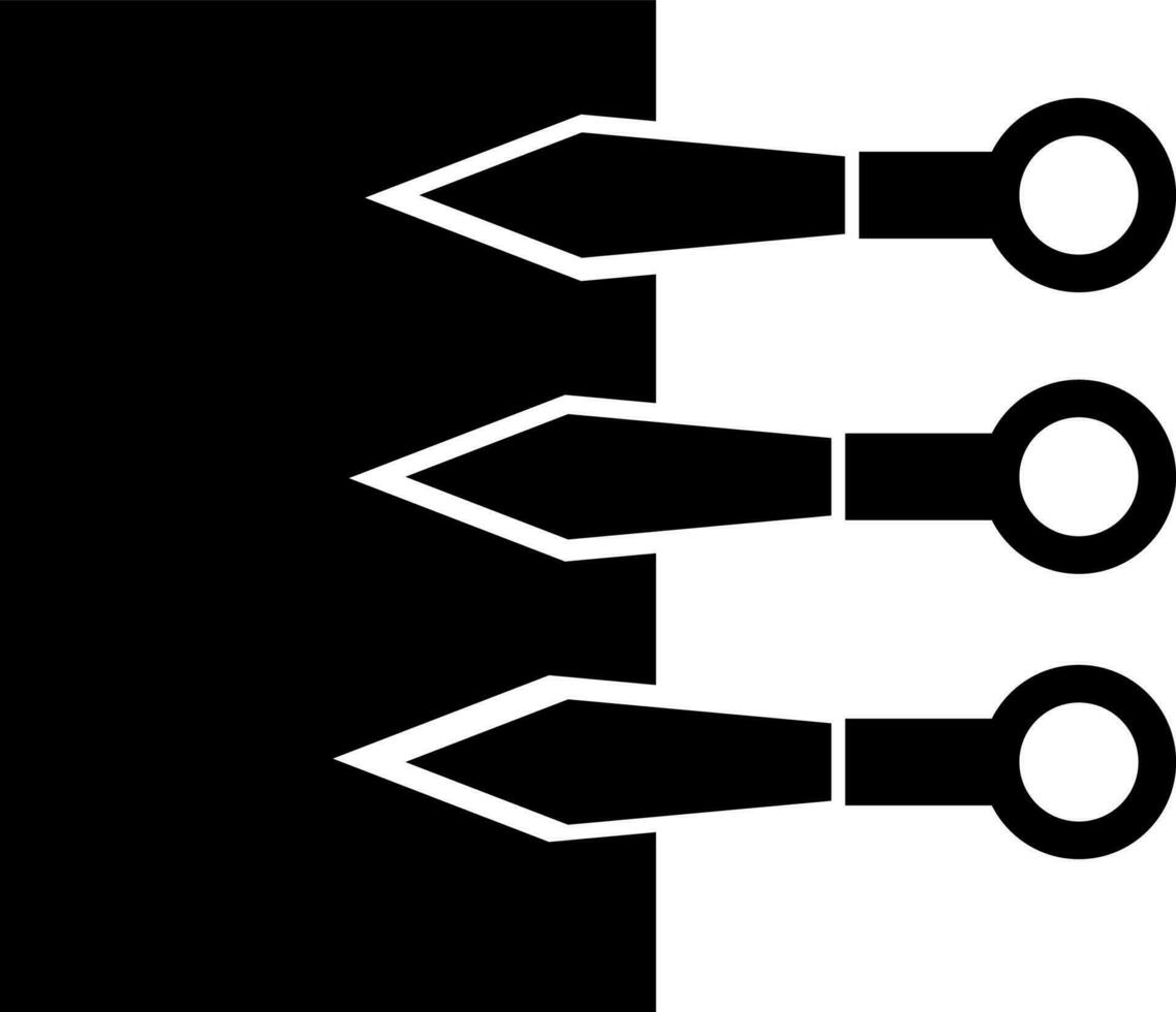 Kunai wapons icon in flat style. vector