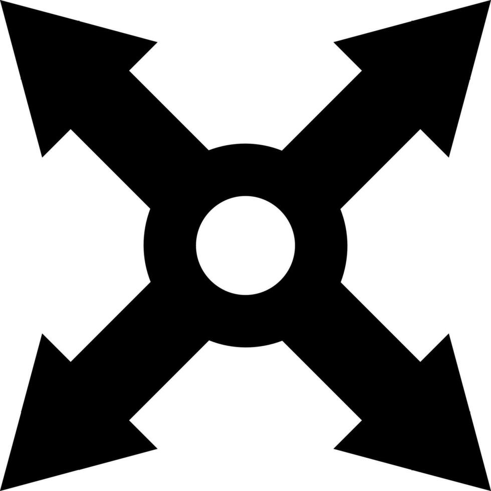 Glyph icon or symbol of ninja shuriken weapon. vector